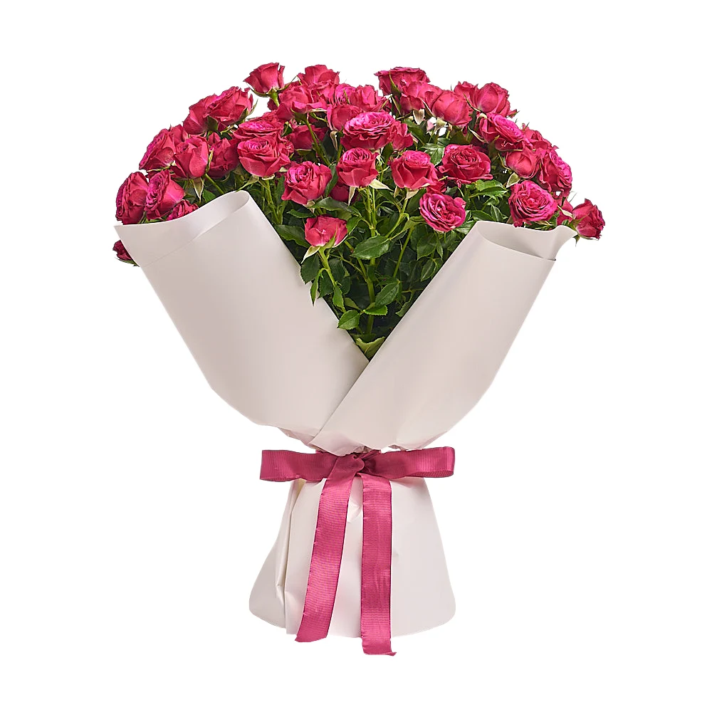 15 малиновых кустовых роз