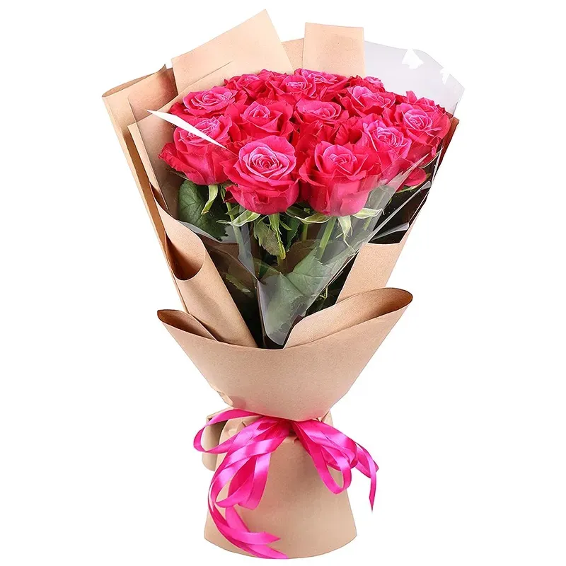 15 малиновых роз