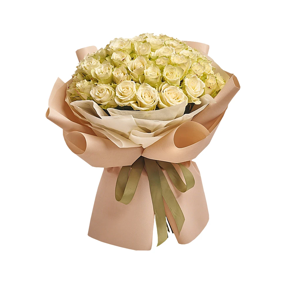 Букет из 51 бело-зеленой розы